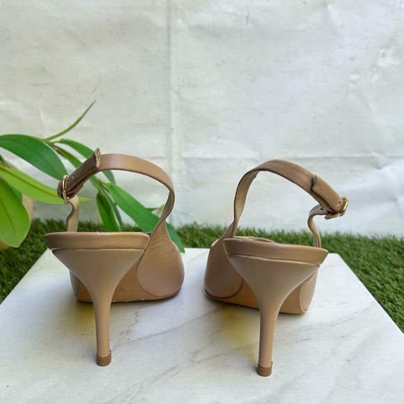 DELILAH
MID HEEL LEATHER
SLING BACK COURT
SHOES Nude size 38 US 8 - Picture 9 of 12